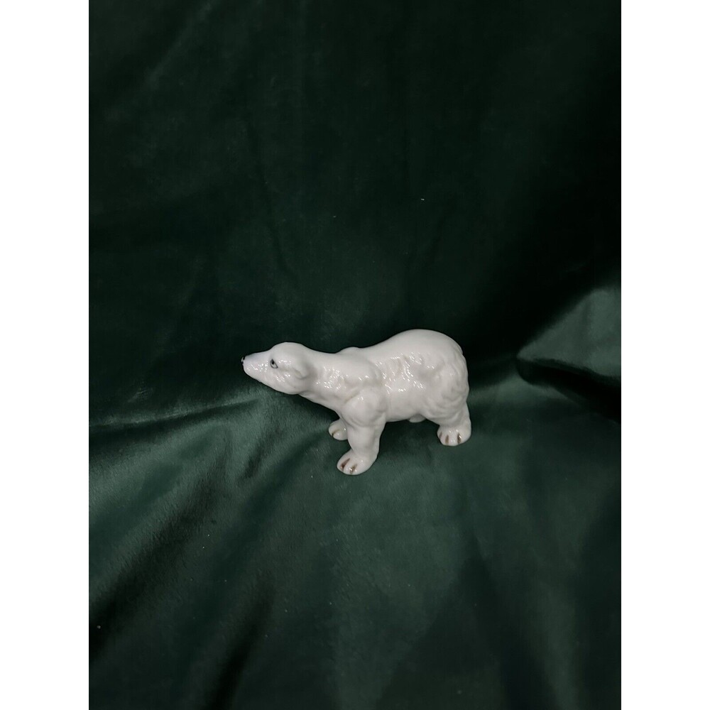 Polar Bear Figurine Standing On All Fours Ceramic Porcelain Hand Painted Figure